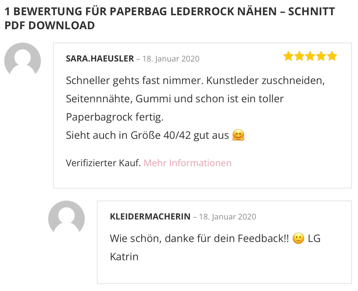 Paperbag Lederrock nähen – SCHNITT pdf Download